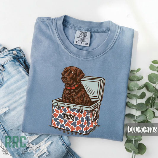 Chocolate Lab Patriotic Cooler *COMFORT COLORS*