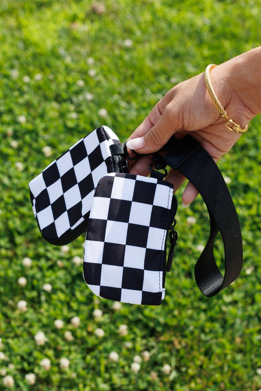 Checkered Dual Pouch Wristlet